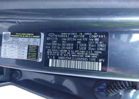 2020 Hyundai Palisade Sel z USA, uszkodzony, nr VIN KM8R2DHE2LU068995